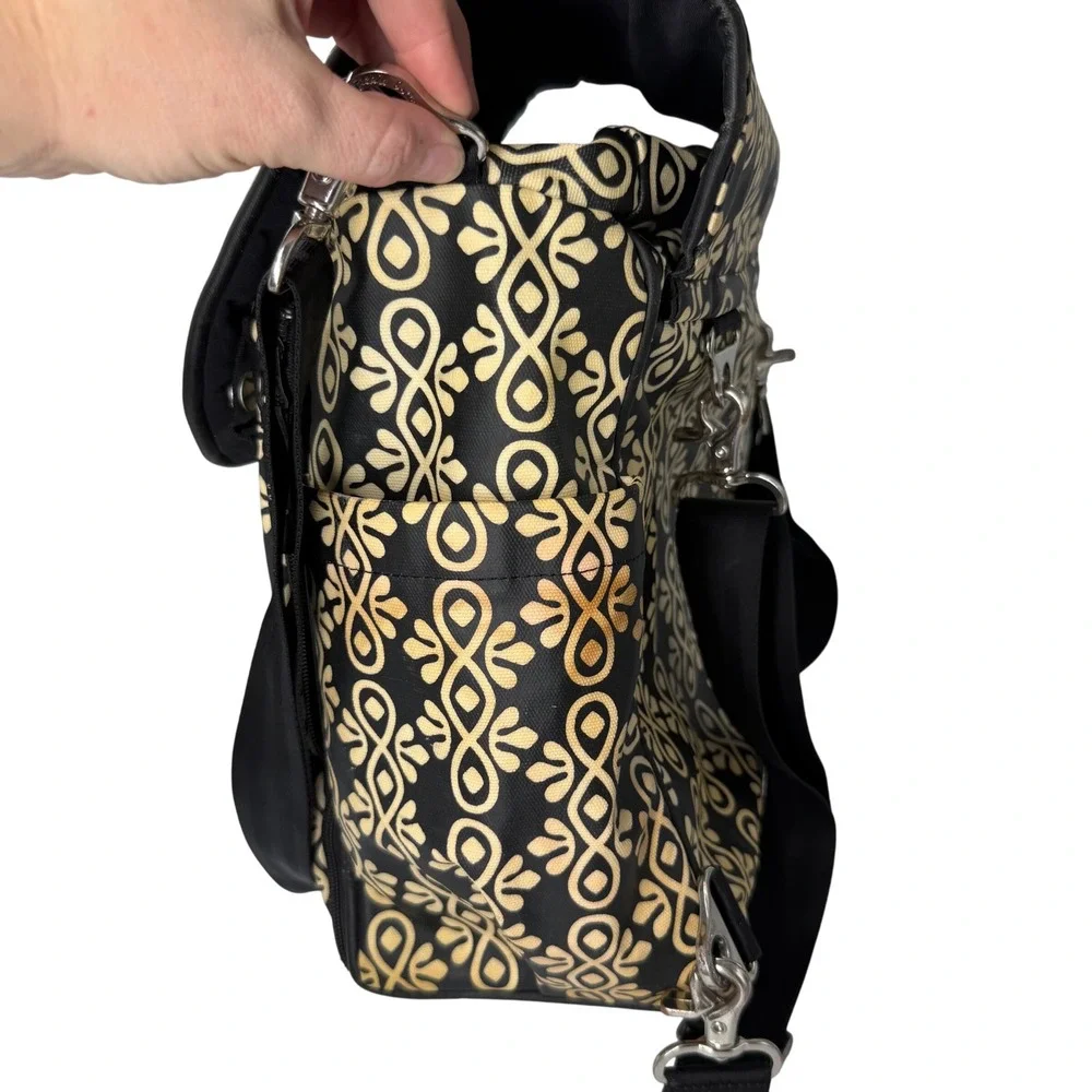 Petunia Pickle Bottom Boxy‎ Backpack Diaper Bag Black Tan Glazed Canvas Floral